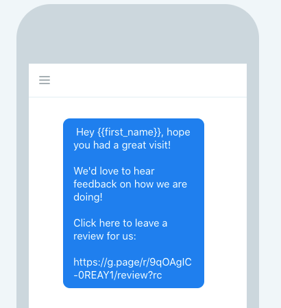 Patient Review Text Message